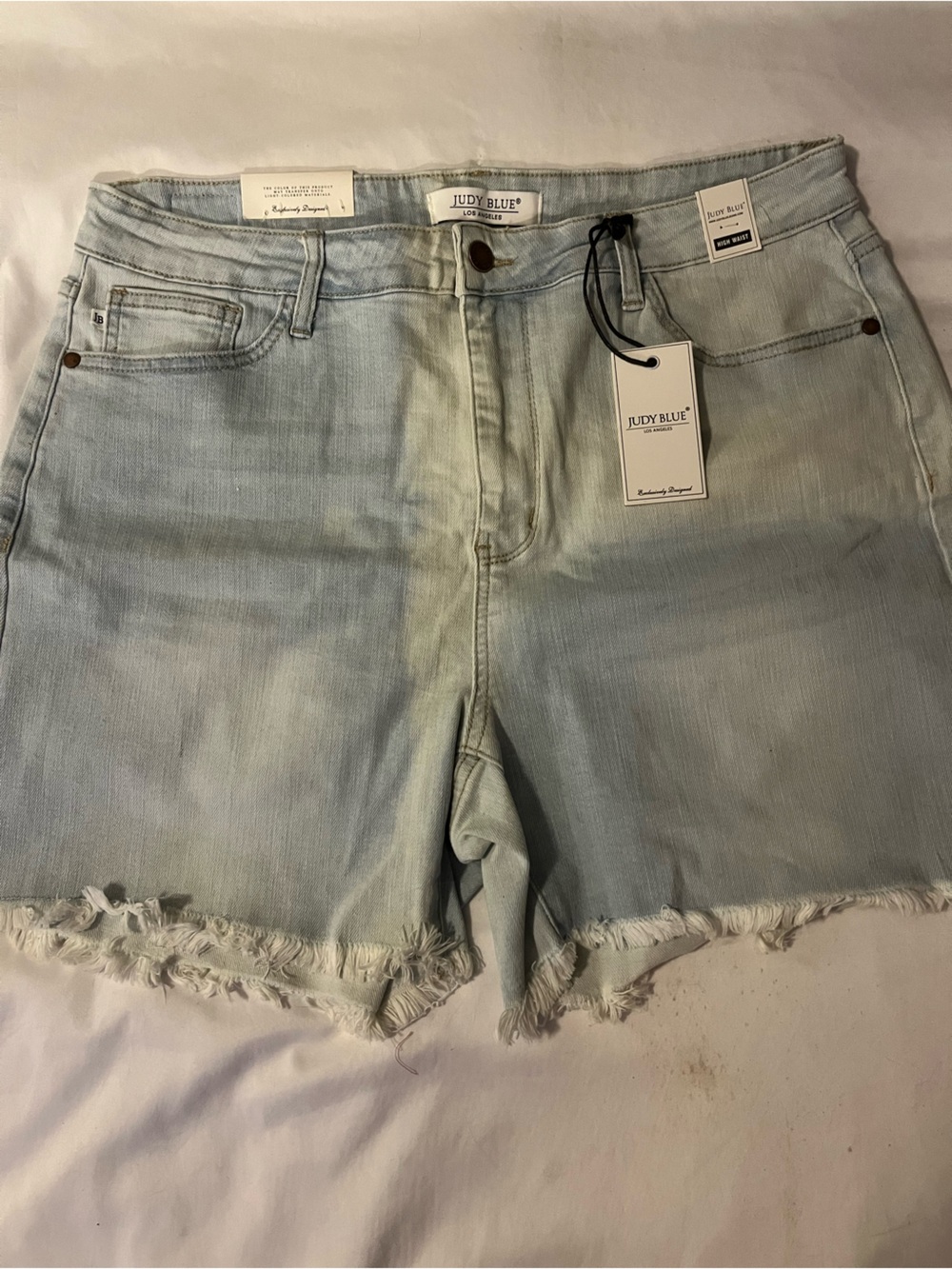 Judy Blue high rise distressed denim shorts fry hem light wash size 2X